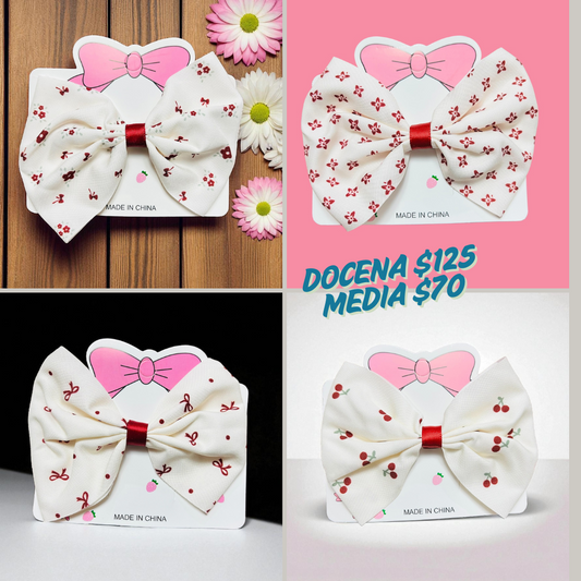 Moño blanco con diseños, codigo a36