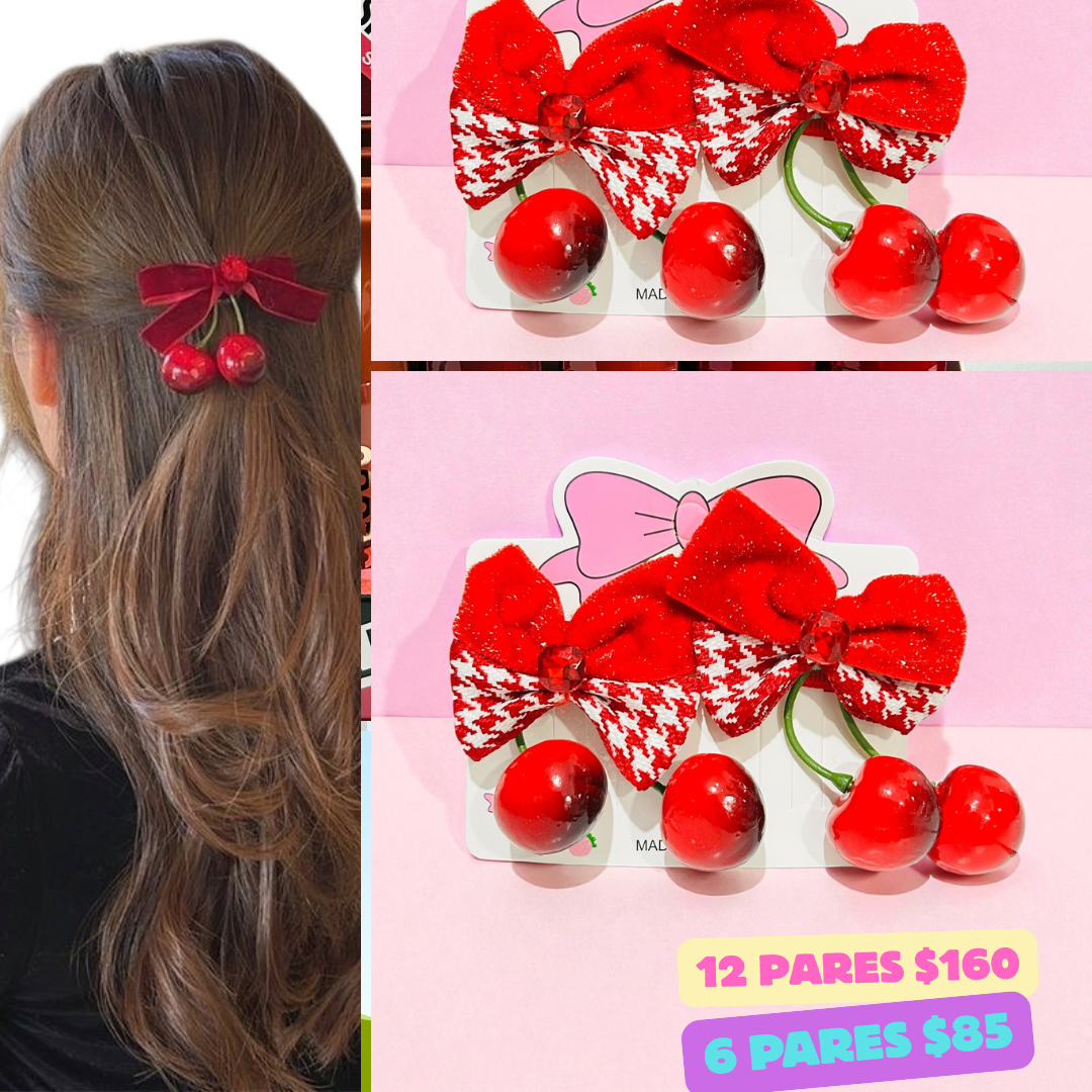 moños de cereza en pares, codigo a90