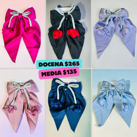 Moño clásico con diseño de flores, codigo a161bis