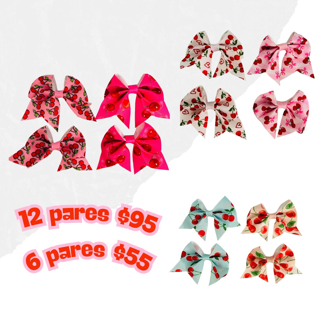 Moño cereza en pares codigo a54