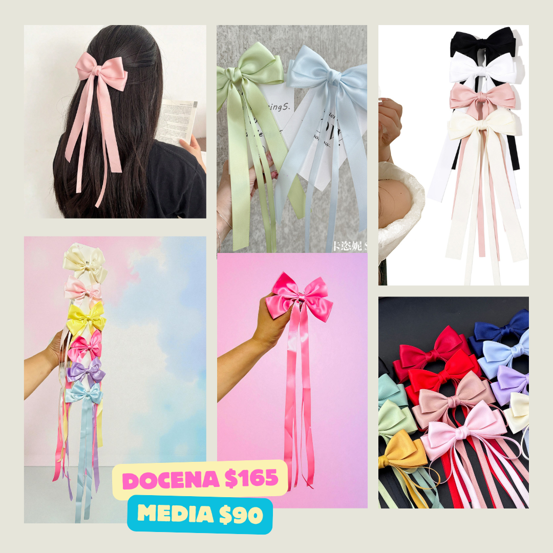 moño de tiras extra largas en tonos pastel, codigo a295