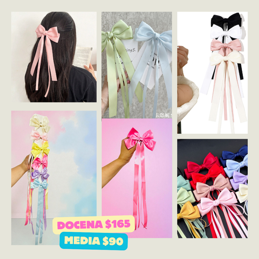 moño de tiras extra largas en tonos pastel, codigo a295