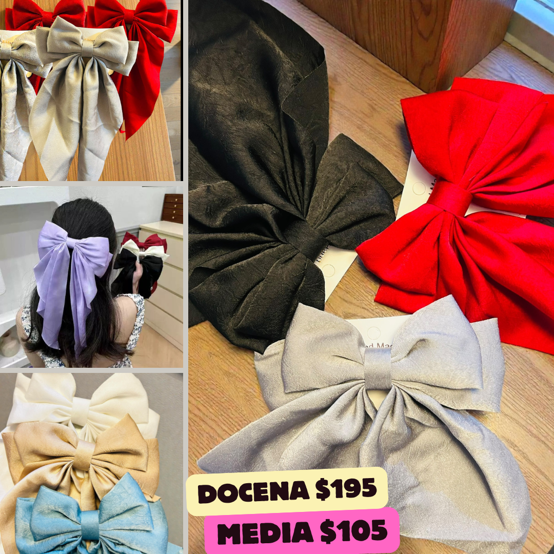 Moño liso de colores variados, tela ligeramente brillosa, codigo a306bis