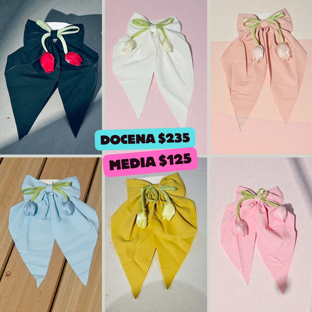 moño largo de tulipán en colores, codigo a64