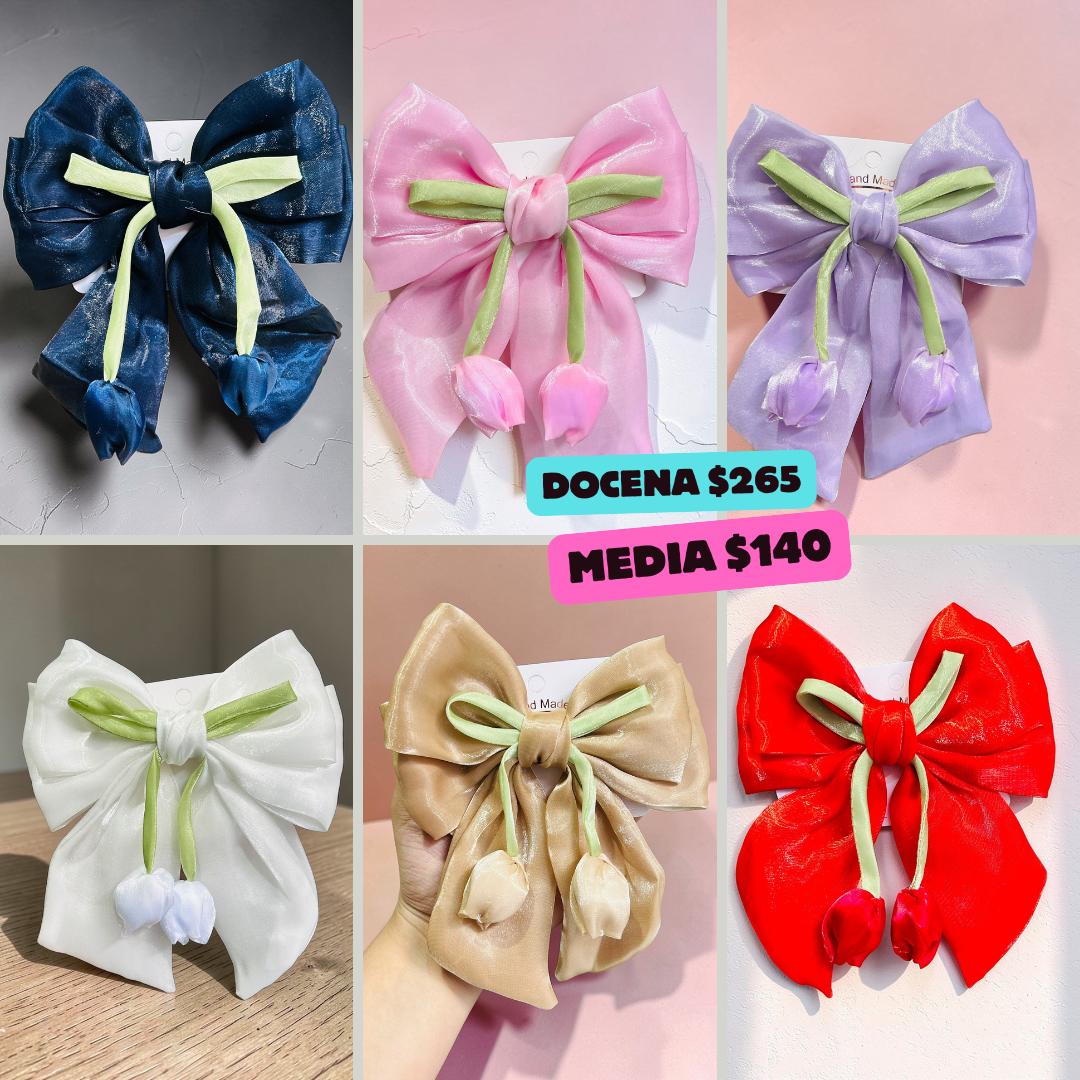 Moño tulipan tela transparente, codigo a152