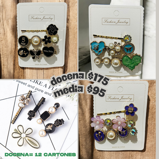 Set de pasadores decorados, codigo a173
