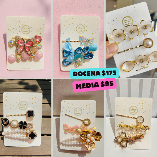 pasadores decorados en set de 3 piezas c/carton, codigo a268bis