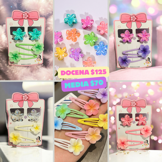 mini pinza y pasador de flor hawaiana codigo a269