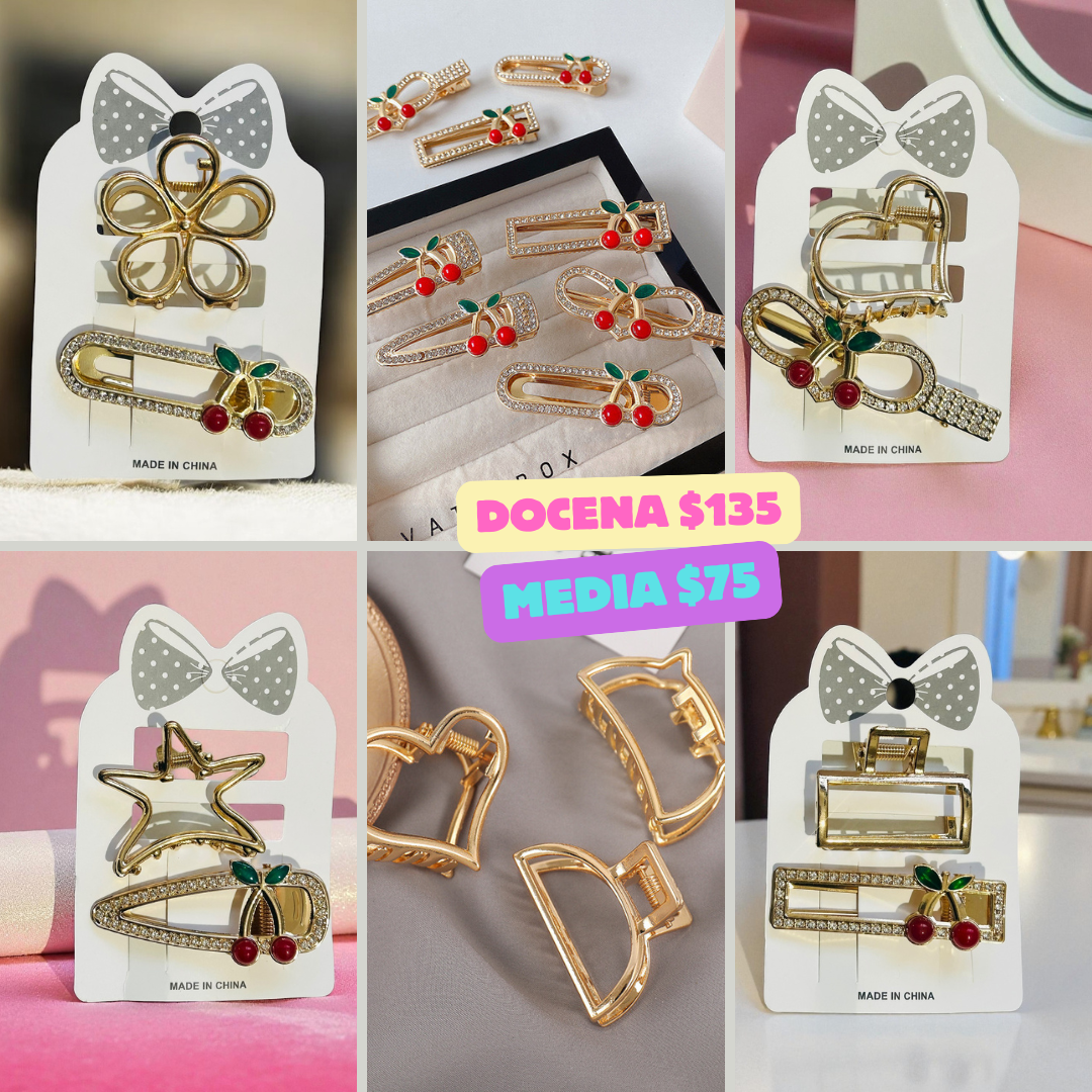 Pasador cereza con mini pinza metal, codigo a27