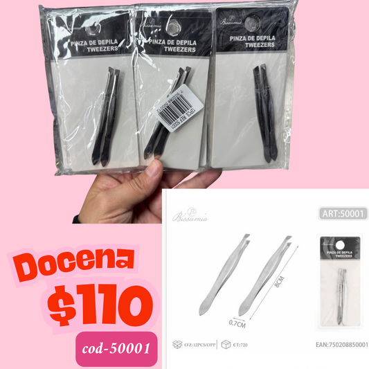 pinza para ceja en pares, 12 pares, codigo 5001