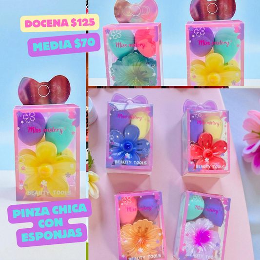 esponja mini con pinza chica de flor, codigo a252