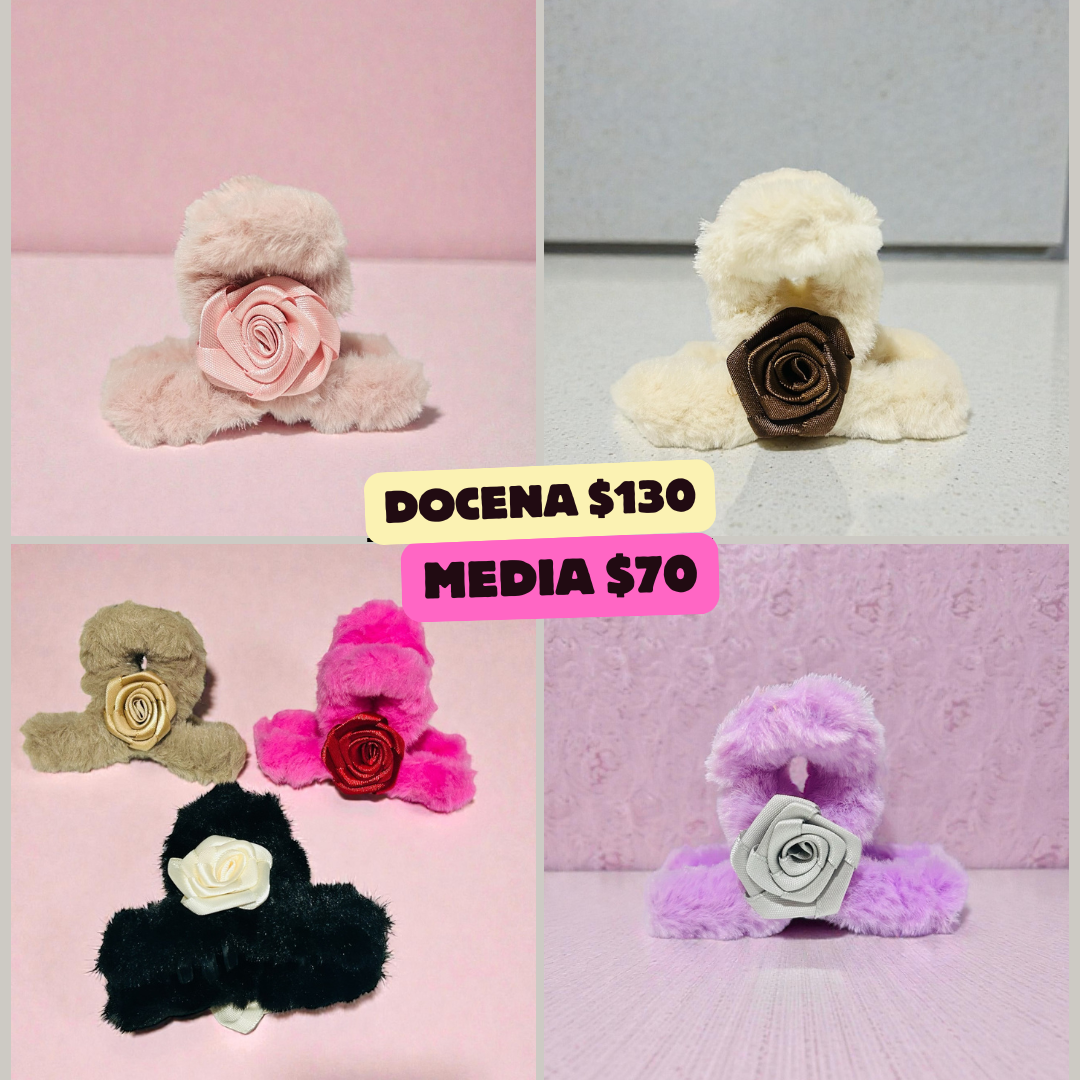 pinza peluche chica de flor, codigo a135bis