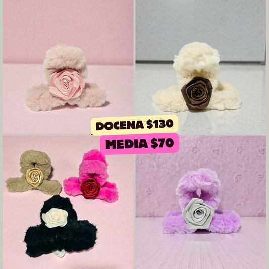 pinza peluche chica de flor, codigo a135bis