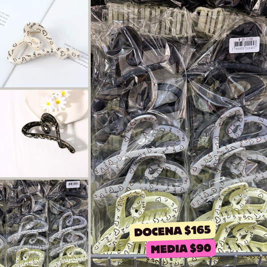 pinza corazones con diseños, codigo a704