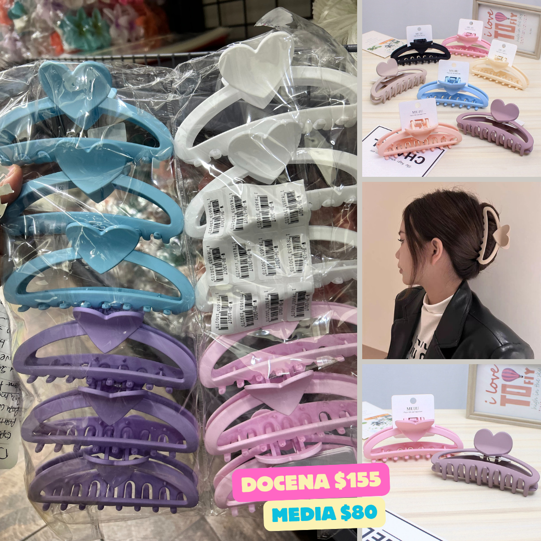 pinza media luna con corazon, codigo a18