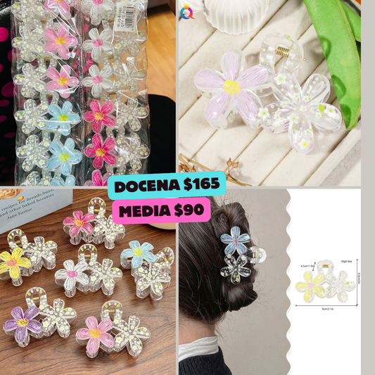 pinza flor doble con decoracion, codigo a818