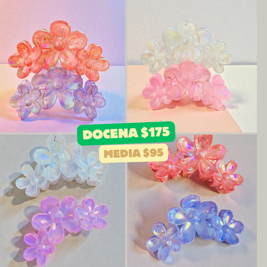 pinza de triple flor brillosa, codigo a281bis