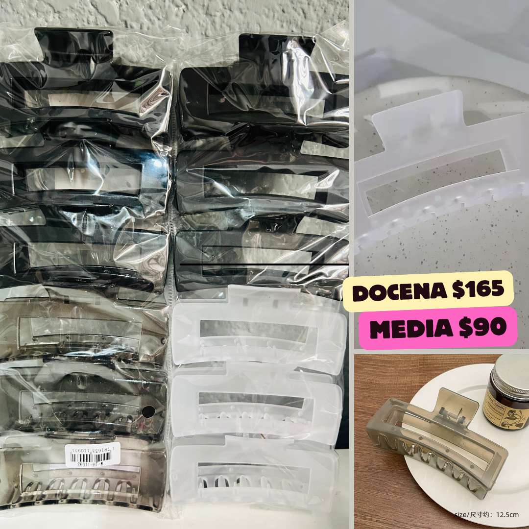 pinza rectangulo mediana en negro-transparente, codigo a280