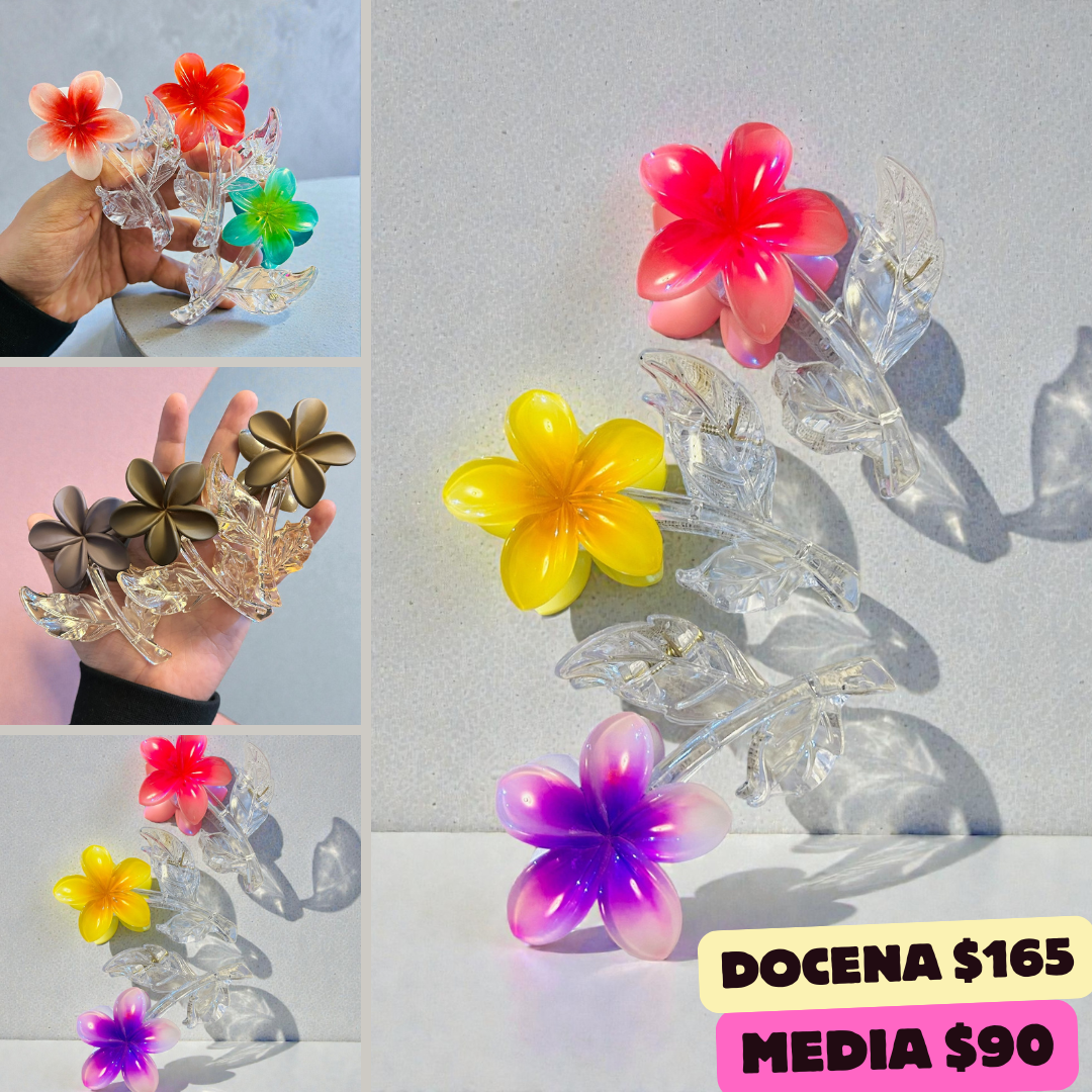 pinza hawaiana con tallo transparente, codigo a108