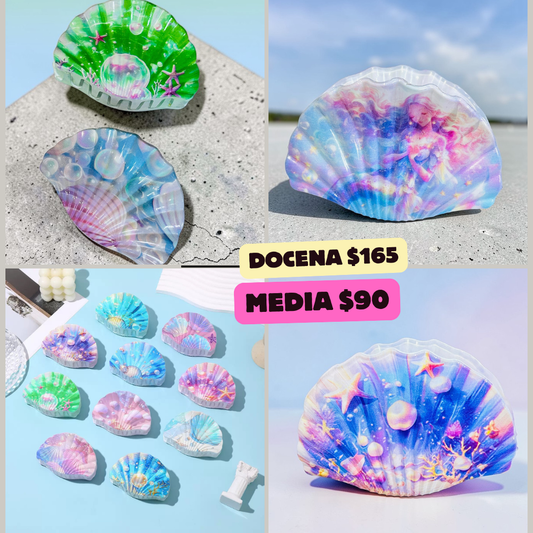 pinza de conchas con diseños, codigo a163bis