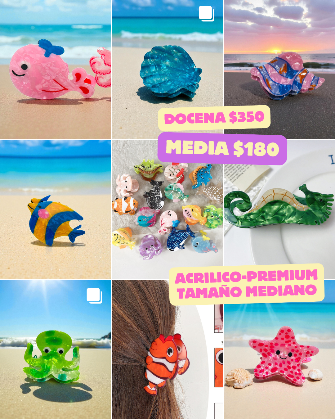 pinza de acrilico de figuras de mar, codigo a287