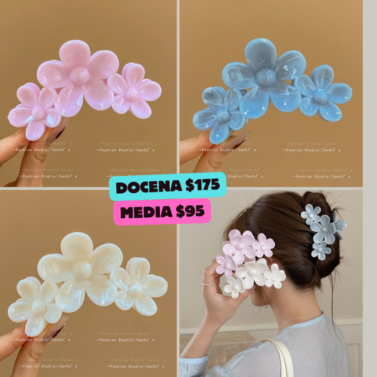 pinza de flor diseño de mármol, flor triple, codigo a166