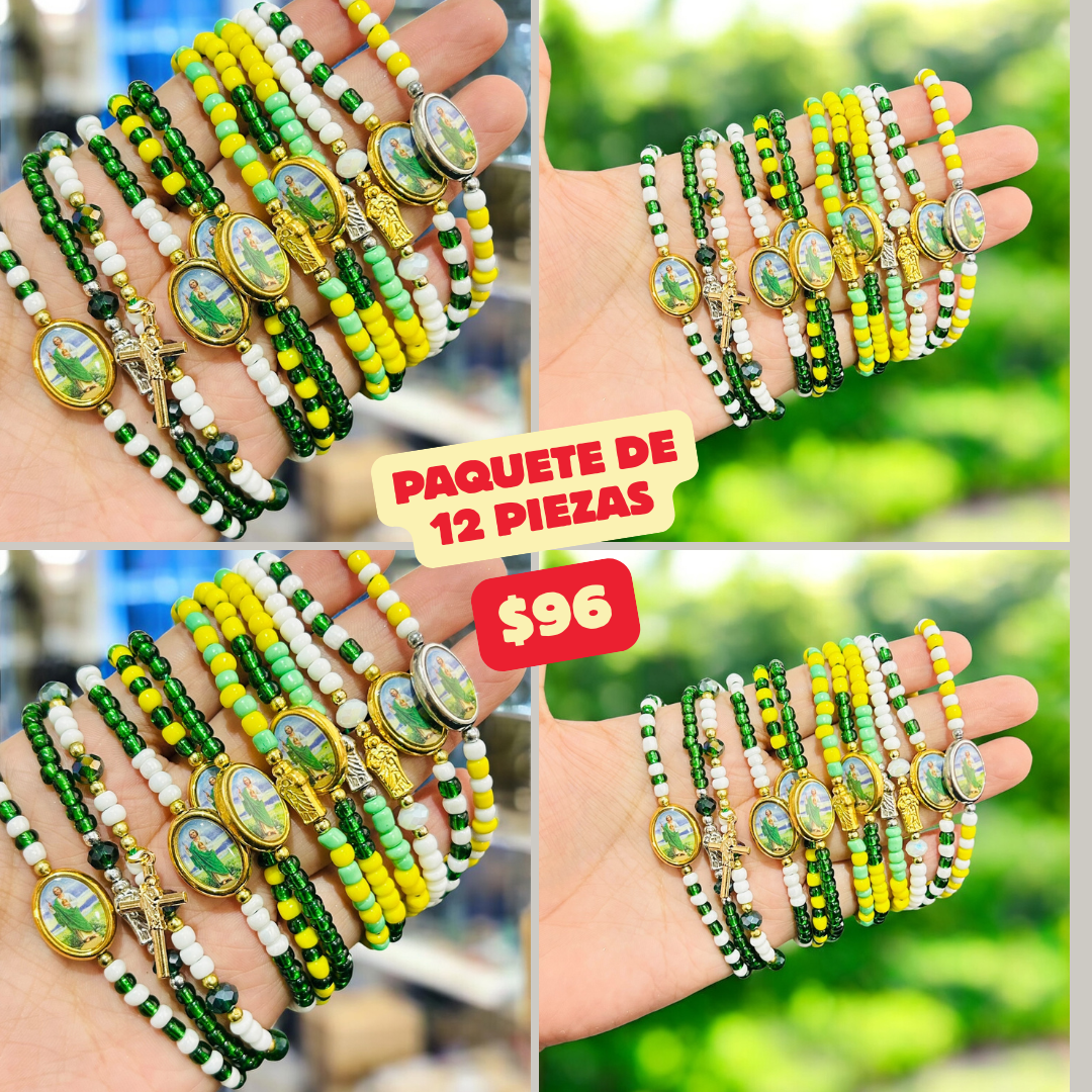 paquete de 12 pulceras san judas Tadeo, codigo a70BIS