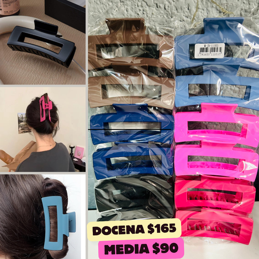 Pinza rectangulo en tonos rosa-azul-negro, codigo a243