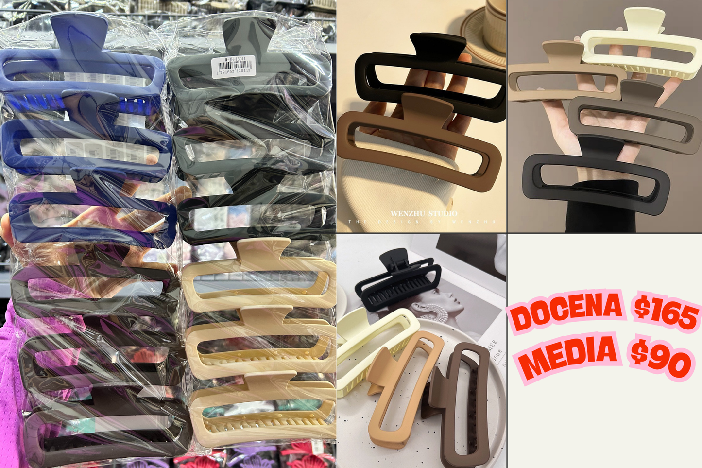 pinza gigante rectángulo en tonos nut, codigo a145