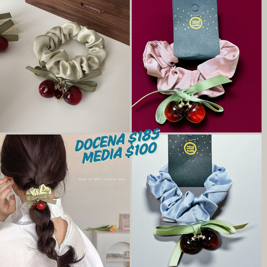 Scrunchie con cereza, codigo a220