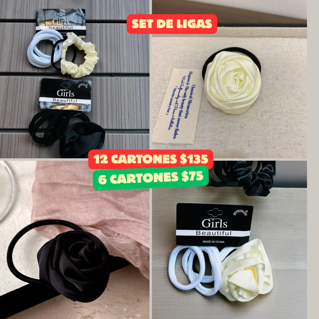 set de ligas blanco y negro, codigo a7