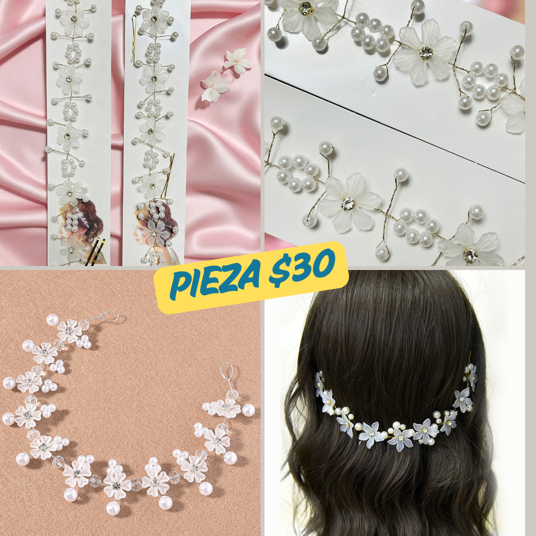 tiara de flor con piedra  en medio, codigo a96