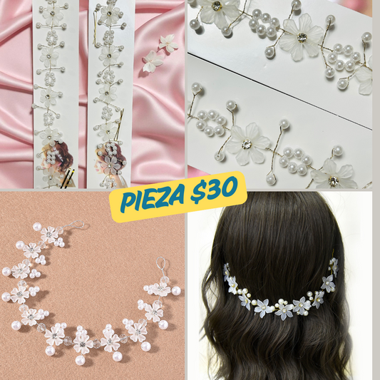 tiara de flor con piedra  en medio, codigo a96