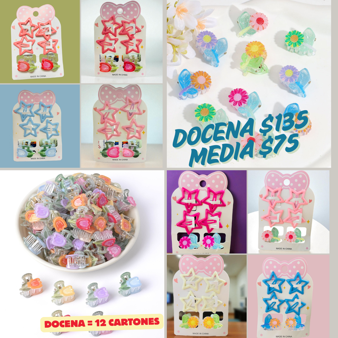 cucas con mini pinzas tulipan y girasol, codigo a193